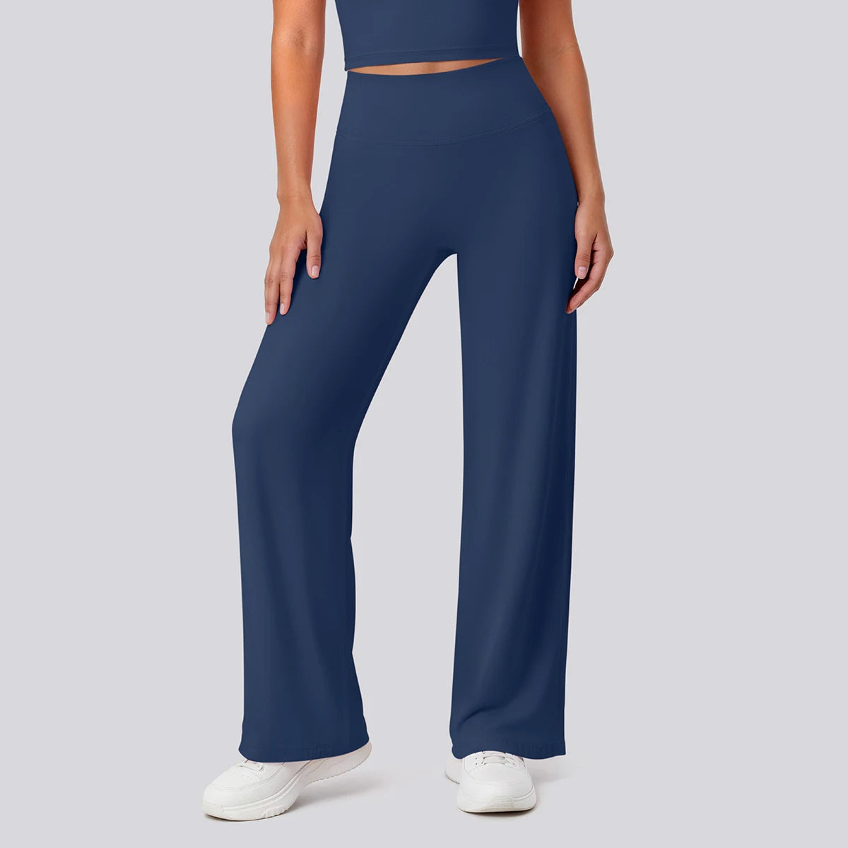 Rooftrellen Women's Sports Pants Bell-bottoms High Waisted Gym Loose Wide Leg Pants Solid Color Thin Fitness Sports Female Pants