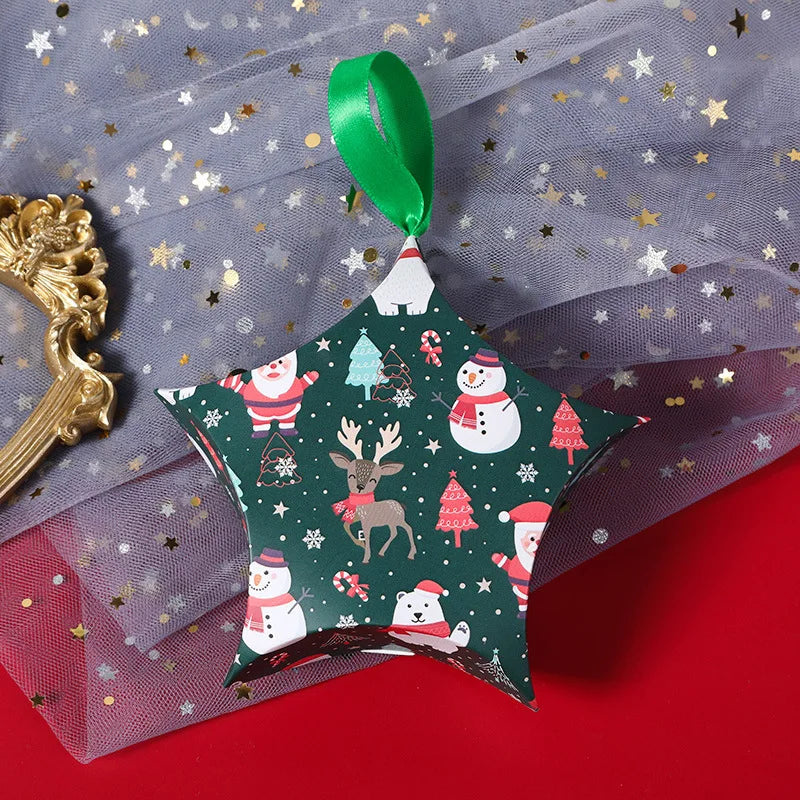 8/16Pcs Christmas Star-Shaped Candy Gift Boxes With Festive Holiday Designs - Paper Treat Containers For Gifts And Decorations