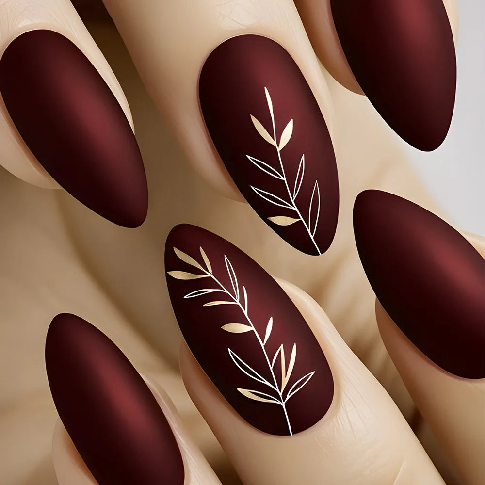 24Pcs Purple Heart Almond False Nails Artificial Simple with Glue French Wearable Fake Nails Full Cover Press on Nails Tips Art