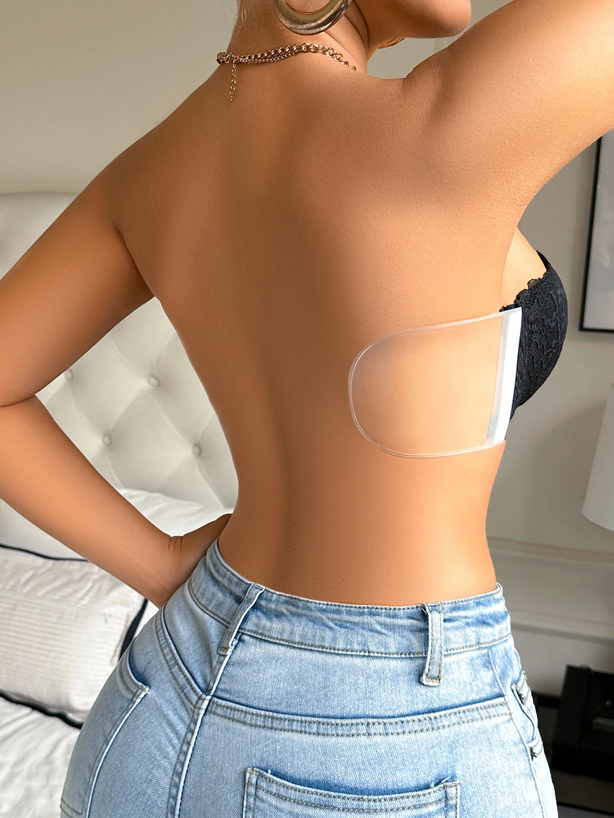 Daily Lace Detachable Strap Women's Sexy Bras Invisible Strapless Backless Bra for Dresses Soft Thin Cup Push up Bra