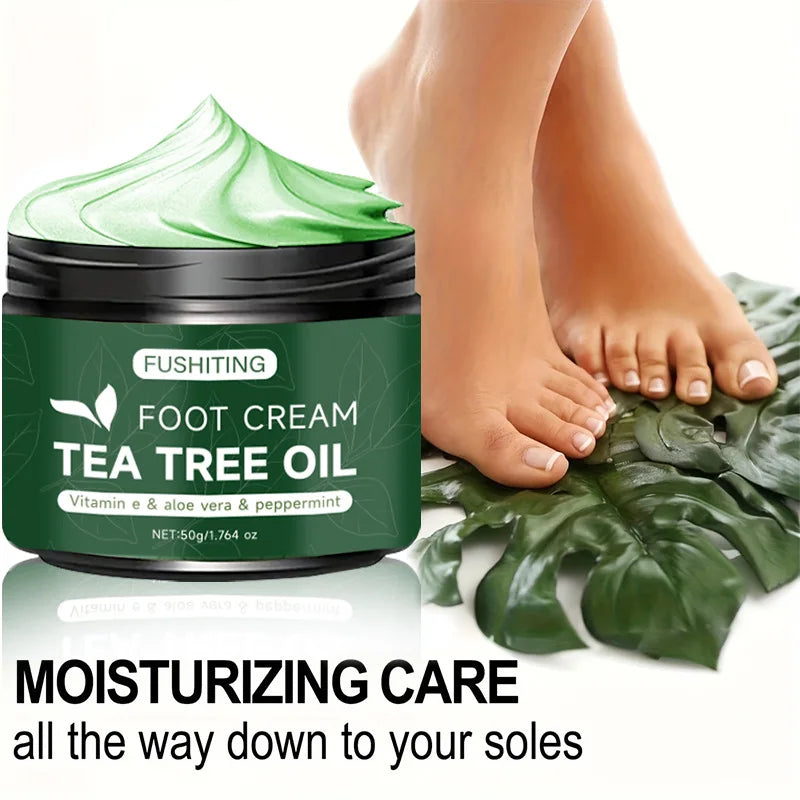 Moisturizing Tea Tree Oil Foot Cream 50g For Dry Heels Elbow And Hands Aloe Vera Vitamin E Gentle Soothing Nourishing Skin