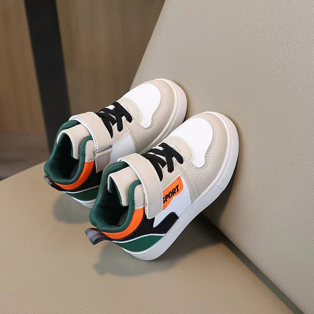 COMFY KIDS Kids 3-8 Years Gray Multi-Color Mid Top Sneakers for Active Toddler Youth Easy On Off Hook & Loop Lace-Up Pull Tab Lightweight Sole Casual Sports School Shoes