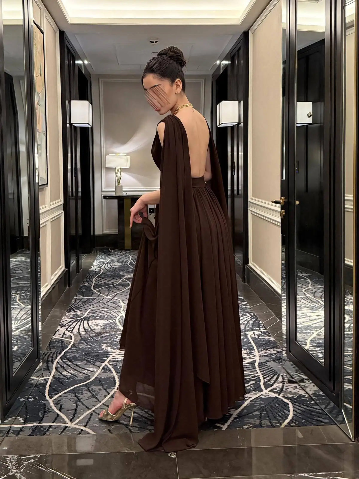BKLD 2026 Autumn Winter New Women Clothing Chiffon Pleated Backless Dress Solid Color Elegant Evening Party Dress Sleeveless