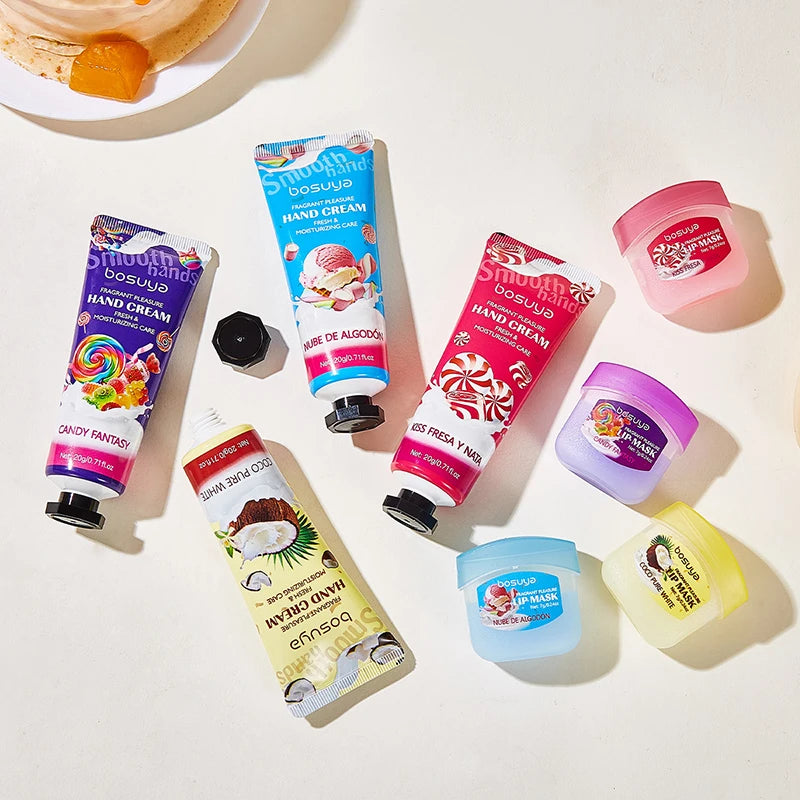 Hand Cream Lipstick Gift Box Coconut Candy Ice Cream Lasting Flavored Hand Cream Moisturizing And Hydrating Hand And Lip Care