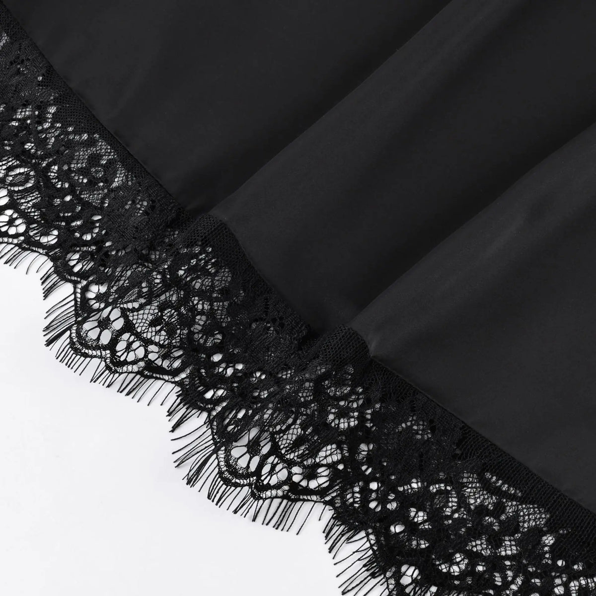 Women's Sexy Black Satin Slip Dress Patchwork Lace Hollow Out Sleeveless Dresses Party Club Ruffle Loose Backless Mini Dress