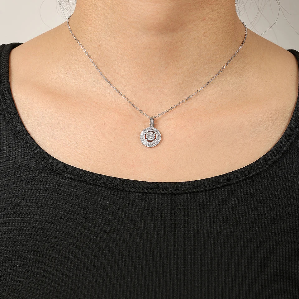 ZAKOL Simple Geometric Crystal White Zircon Pendant Necklace For Women Silver-Color Wedding Party Jewelry Gift With Box