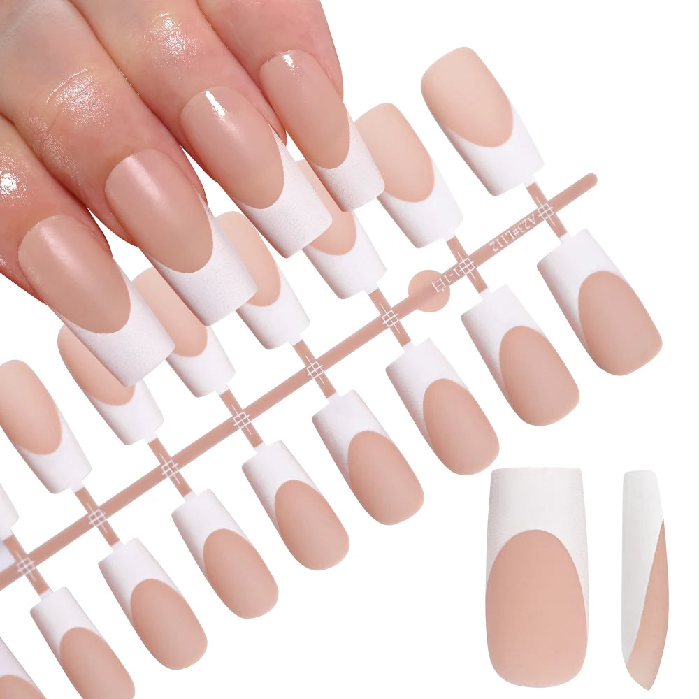 120PCS French Press On Nails – Medium Long Square Acrylic Nails
