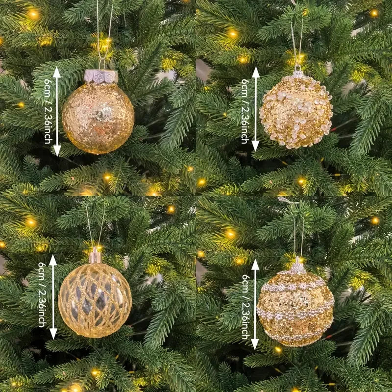 12/16pcs Christmas Hanging Balls, 2.36in Hollow Pearl Balls for Xmas Hanging Tree Pendants Home Wedding Party Decor