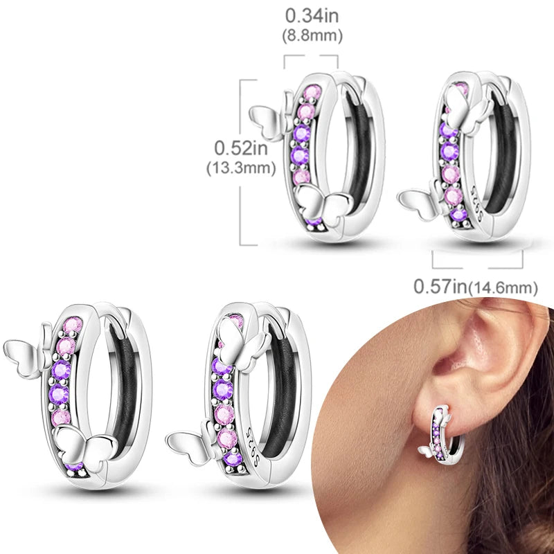 925 Sterling Silver Hoop Earrings with Zircon