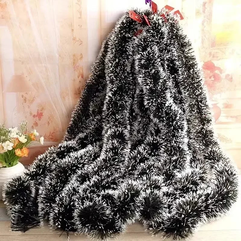 2-20MChristmas Tinsel Ribbons with Bow Green Cane Ribbon Garland Xmas Tree Hanging Pendent DIY Wreath Ornaments Party Home Decor