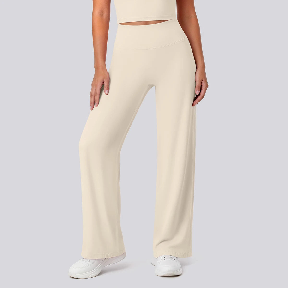 Rooftrellen Women's Sports Pants Bell-bottoms High Waisted Gym Loose Wide Leg Pants Solid Color Thin Fitness Sports Female Pants