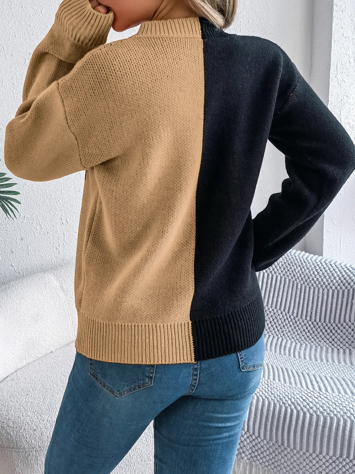 Halloween Women's Contrast Color Pumpkin Pattern Sweaters 2026 Autumn Winter Casual Round Neck Long Sleeve Knitted Pullover