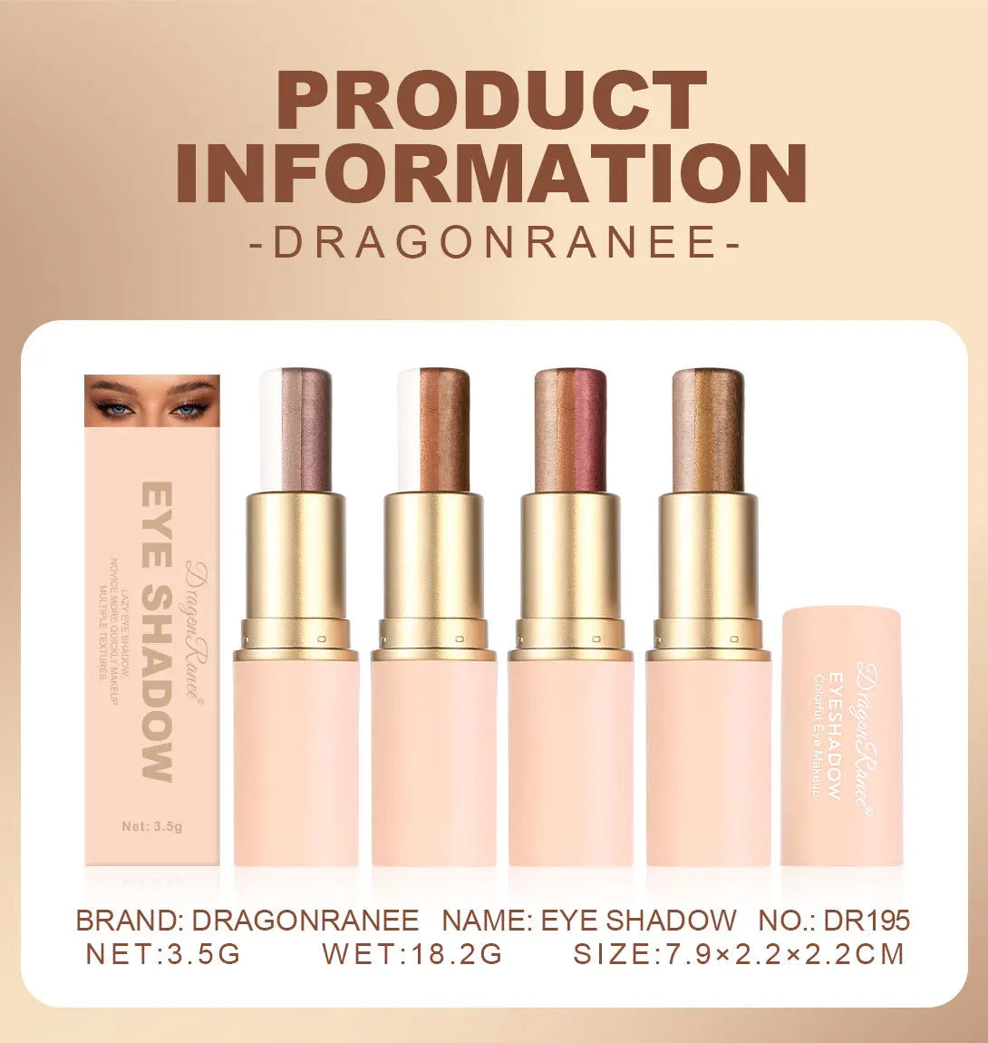 Three-color Eyeshadow Pen Highlighting Stick Waterproof Easy-to-Use Glitter Pearl Eyeshadow Stick Shimmer One-Swipe Eyes Makeup