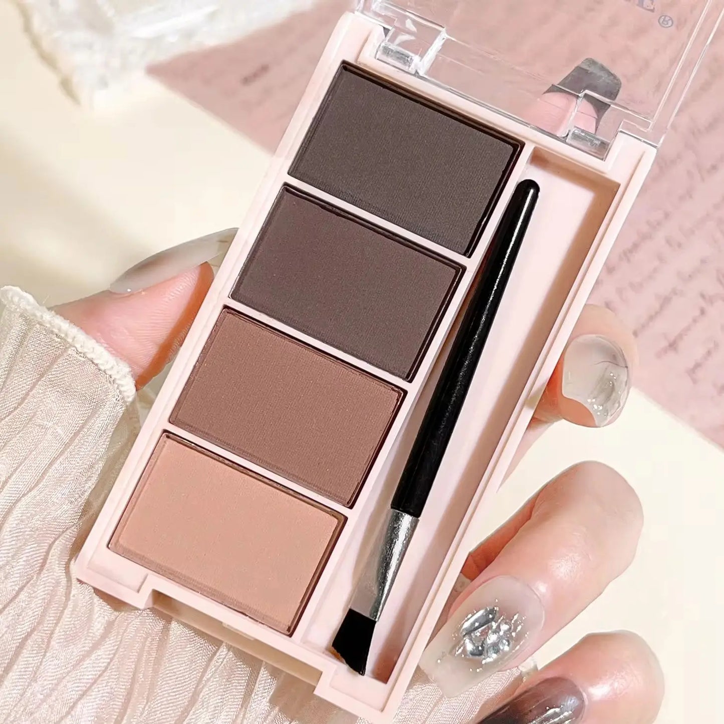 4-Color Eyebrow Powder Palette with Brush