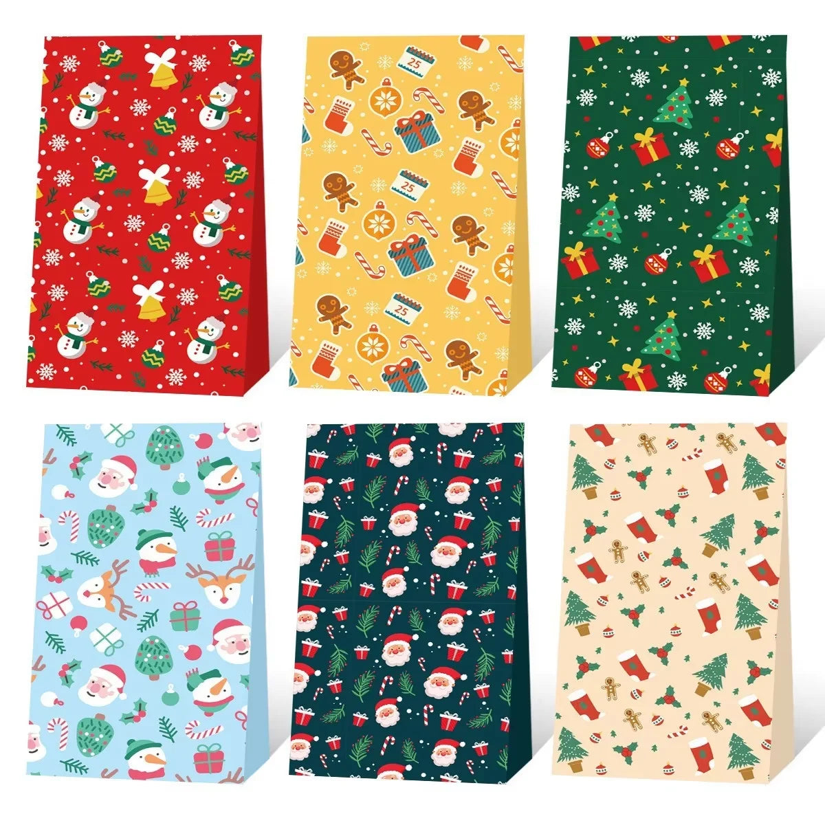 12/24pcs Christmas Candy Bag, Candy Gift Bag, Holiday Accessory Storage Bag, New Year'S Gift Packaging Bag, Paper Bag