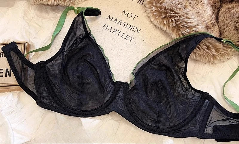Minimizer Bra Plus Size Underwire French Style Triangle Cup Push Up Mesh Sensual Lingerie Set Support 32-40 MOYISU Bra Set S-2XL