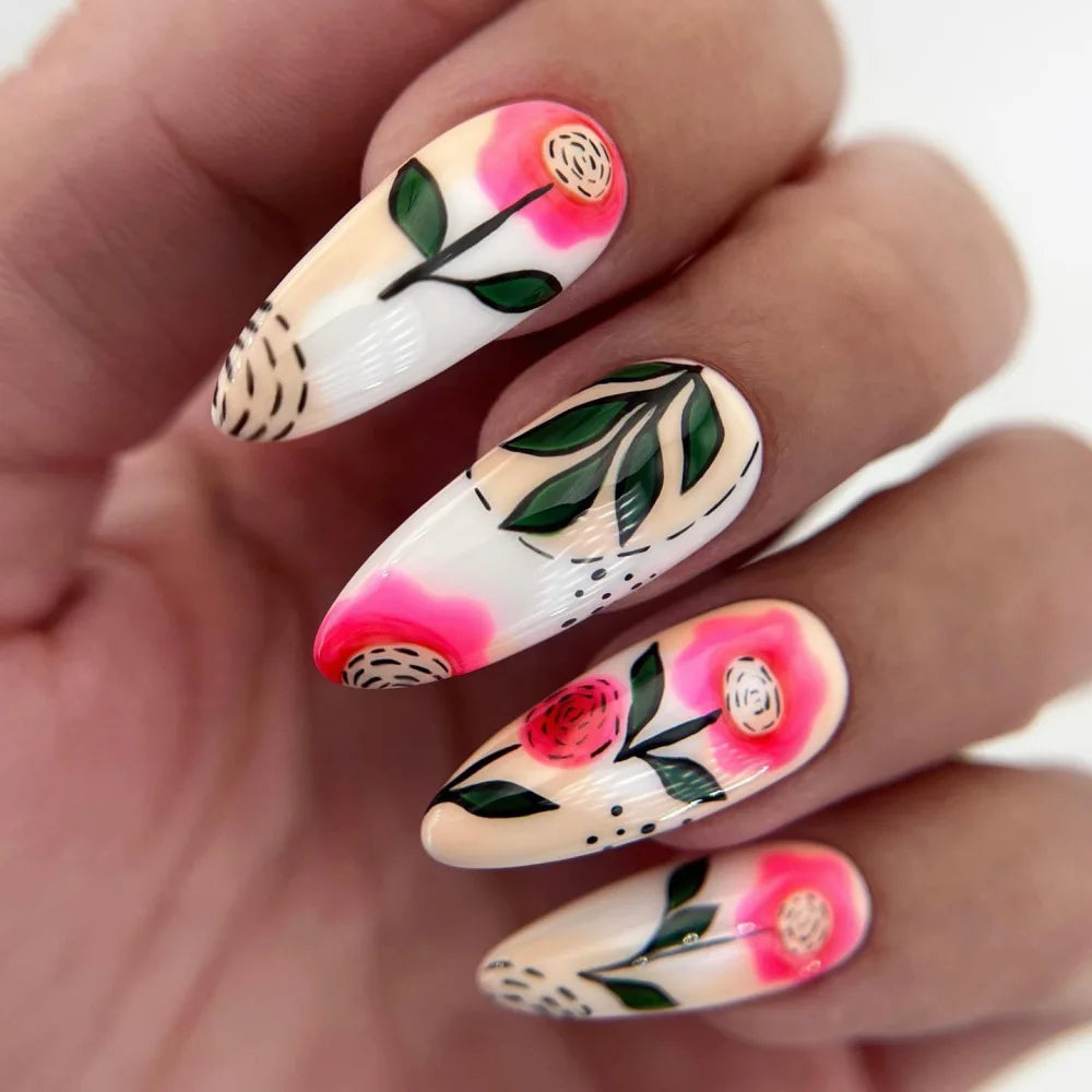 24Pcs Matte Almond Autumn Winter False Nails with Glue Glitter Butterfly Fake Nail Press Ons Black Gradient Artificial Nail Tips
