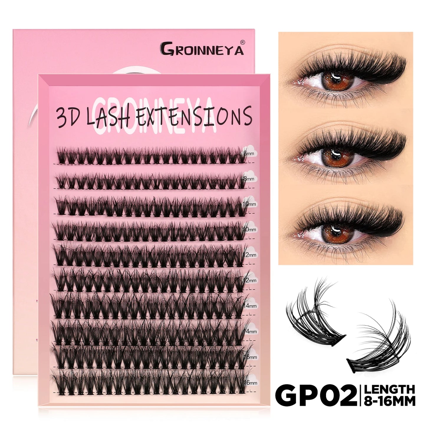 GROINNEYA DIY Cluster Lash Extensions – Fluffy Cat Eye Lashes