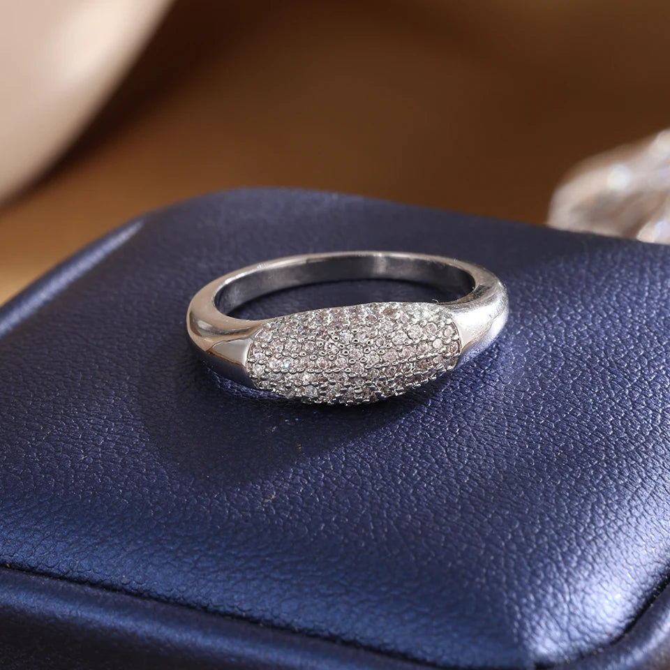 ZAKOL New Trendy Shiny Micro Pave Zircon Finger Ring White  Crystal CZ Minimalist Aesthetic Ring for Women Wholesale