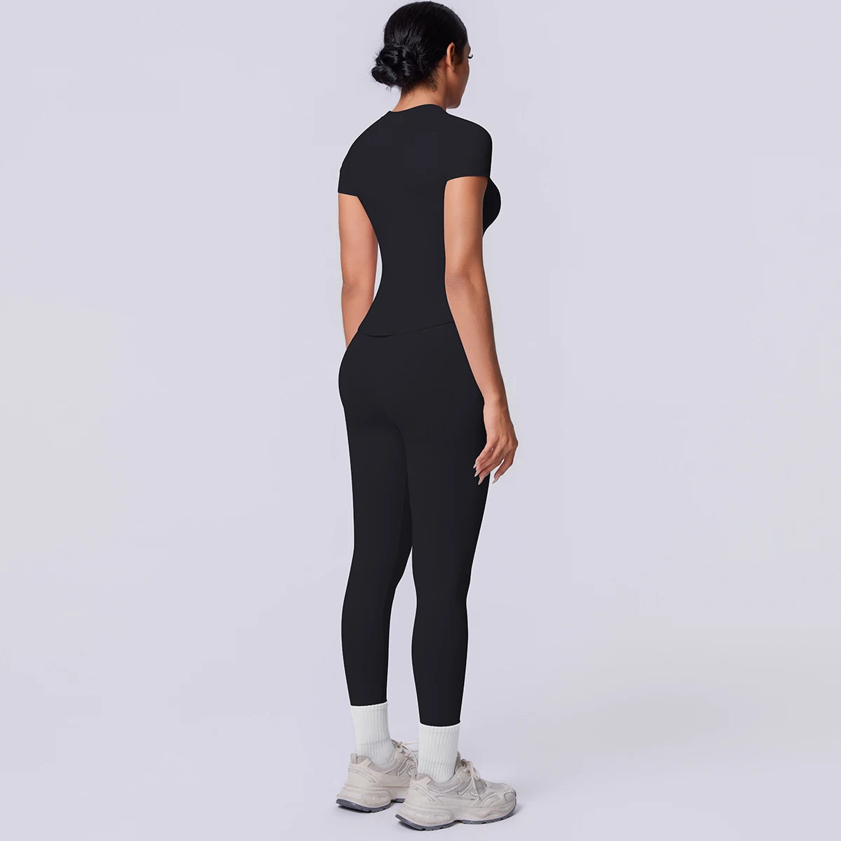 Rooftrellen New 2PCS/set Yoga Set Summer Quick Drying Fitness Sports Workout Top T-Shirt High Stretch Seamless Yoga Leggings Set