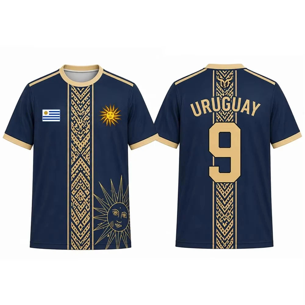 Uruguay Flag Pattern Soccer T Shirt Gaucho Lighthouse Print Family Edition Kids Adults Tee Sports Top Breathable Training Shirt