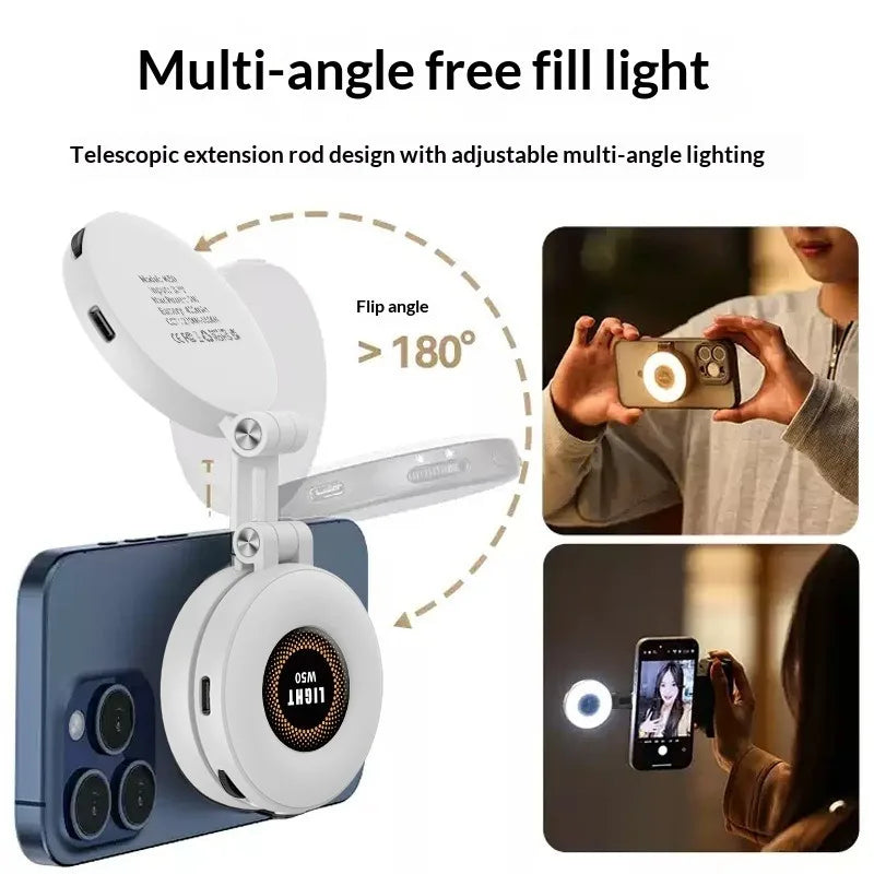 Mobile Phone Tablet Magnetic Fill Light, Portable Handheld Lighting for Horizontal and Vertical Shooting, Adjustable St