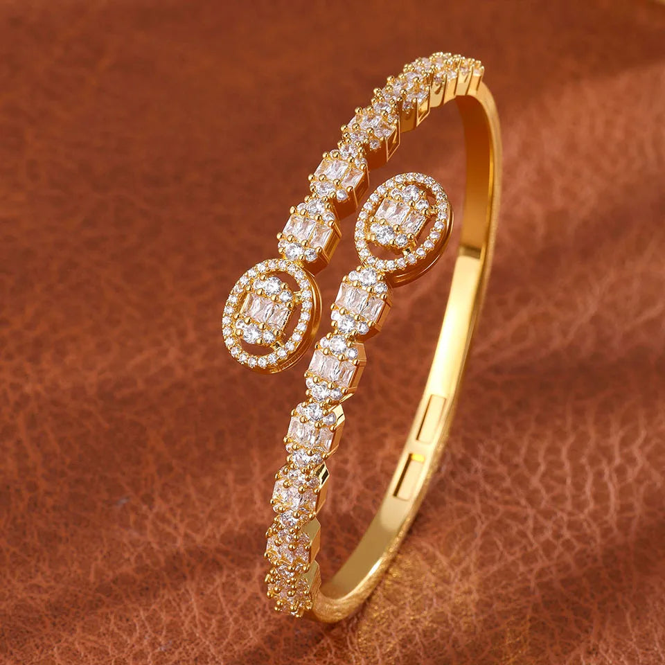 ZAKOL Luxury AAA Cubic Zirconia Copper Open Bracelet Bangle Women Bridal Wedding Statement Wrist Fashion Jewelry Gift