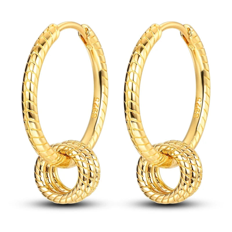 925 Silver Hoop Earring For Woman Rose Gold Yellow Pendientes Original Minimalist Earring Jewelry