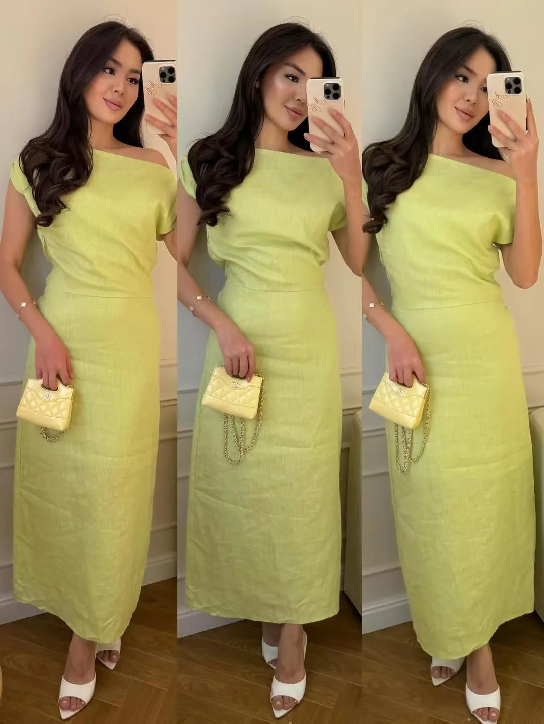 Elegant Solid One Shoulder Dresses Lady Skew Collar Waist-cinching Sleeveless Long Dress 2026 Women New Party Club Gowns