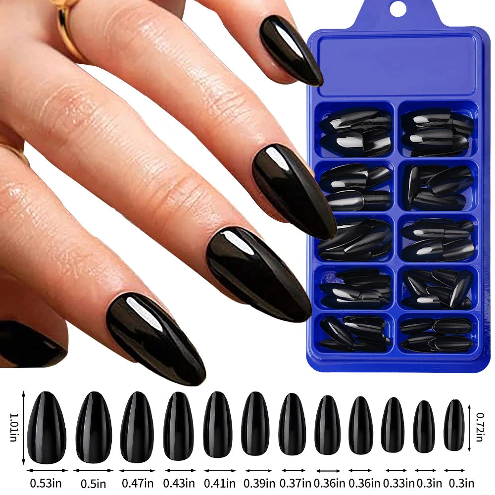 150/120/100Pcs French Almond Press On Nails أظافر لاصقة فرنسية لوزية – 100 / 120 / 150 قطعة