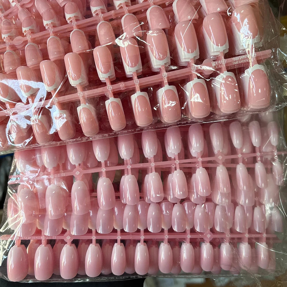120Pcs Short Square French False Nails Acrylic Ballet Full Cover Fake Nail Tips Extension for Women Wearable Press on Nails