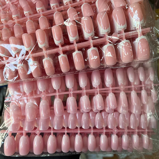 120Pcs Short Square French False Nails Acrylic Ballet Full Cover Fake Nail Tips Extension for Women Wearable Press on Nails