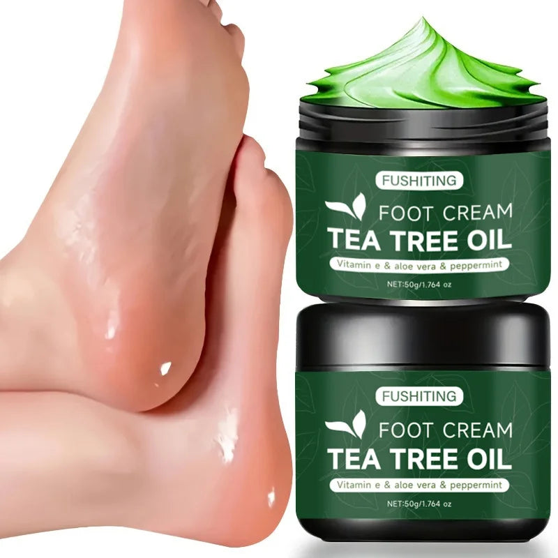 Moisturizing Tea Tree Oil Foot Cream 50g For Dry Heels Elbow And Hands Aloe Vera Vitamin E Gentle Soothing Nourishing Skin