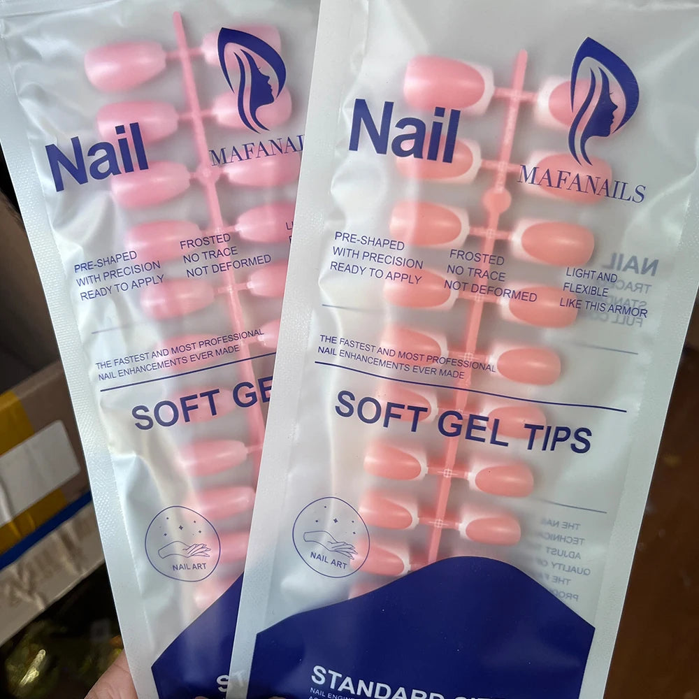 120Pcs Short Square French False Nails Acrylic Ballet Full Cover Fake Nail Tips Extension for Women Wearable Press on Nails