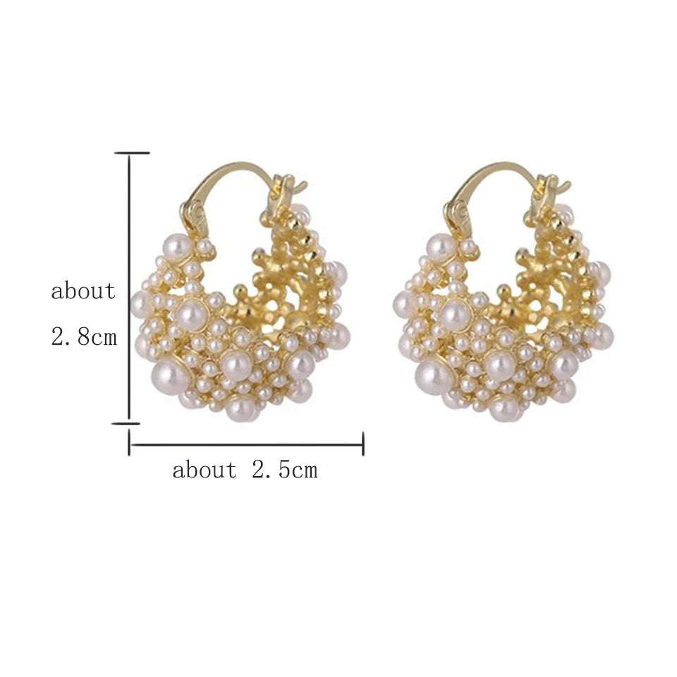 ZAKOL Irregular Metal Pearl Earrings European American Style Personalized Fashion Stud Earrings Ladies Girls Travel Accessories