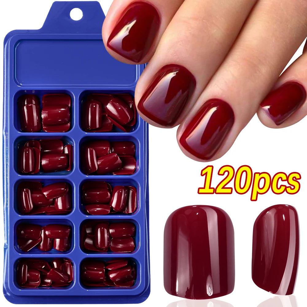 120Pcs Long Coffin False Nails Mixed Color Press On Nails Acrylic Manicure Extension Artificial Square Full Cover Fake Nail Tips
