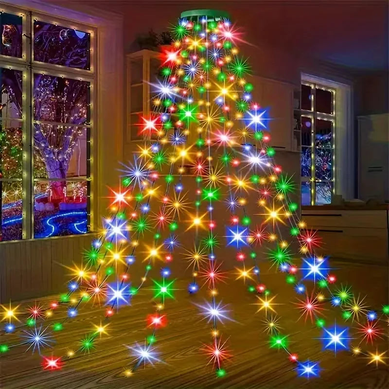 USB Waterfall Decorative Light String, 8 Modes of Lighting,Suitable for Gardens, Wedding, Halloween, Christmas Decoration Gift
