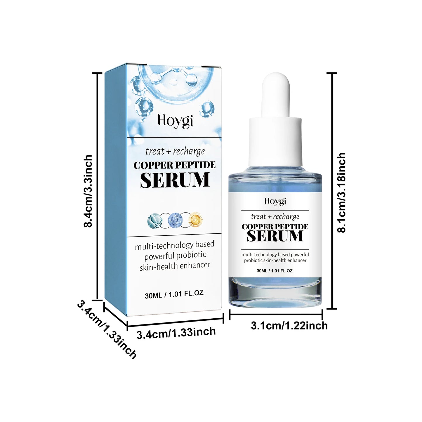 Copper Peptide Serum Fade Fine Lines Shrink Pores Skin Care Smoothing Firming Hyaluronic Acid Brightening Moisturizing Serum