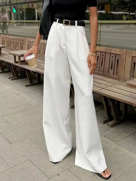Women's Pants Formal Office Wear Women White Loose High Waist Baggy Suit Wide Leg Trousers 2026 Autumn Casual Fashion Clothes