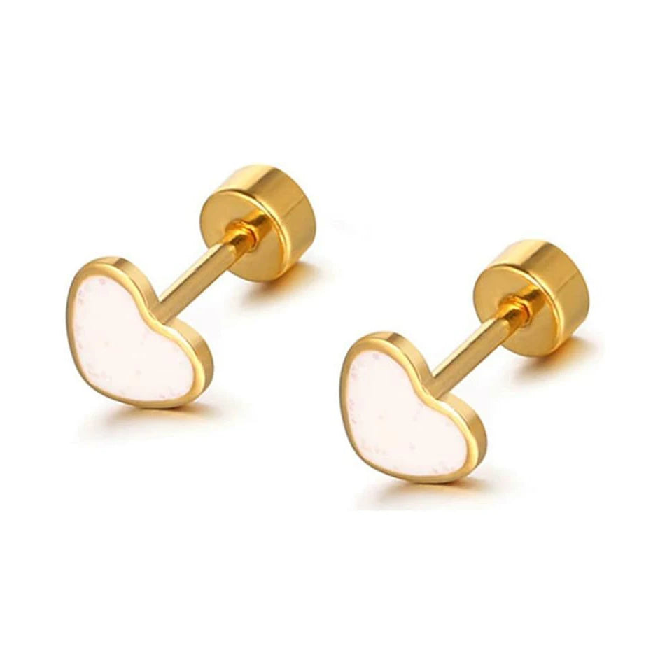 ZAKOL Titanium Heart Love Stud Earrings for Women Girls 14k Gold Plated Hypoallergenic Cute Cartilage Tragus Ear Accessories
