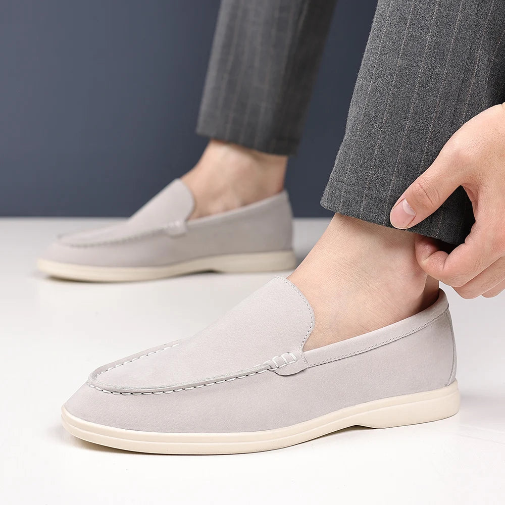 Men’s Leather Loafers 3205 – Square Toe Slip-On Casual Shoes