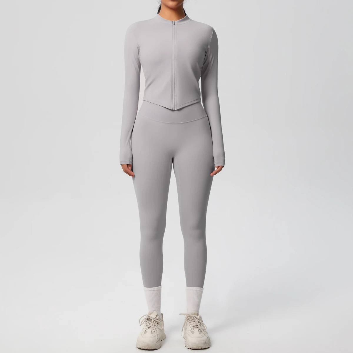 Hot Sale New Yoga Suit for Women Solid Color Yoga Zipper Long Sleeves Slim Casual Jacket Top Quick Drying Fitness Pants Gym Set