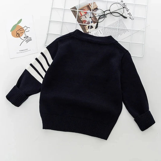 Children's Korean sweater boys Spring Autumn striped pure cotton cardigan 1-7Y