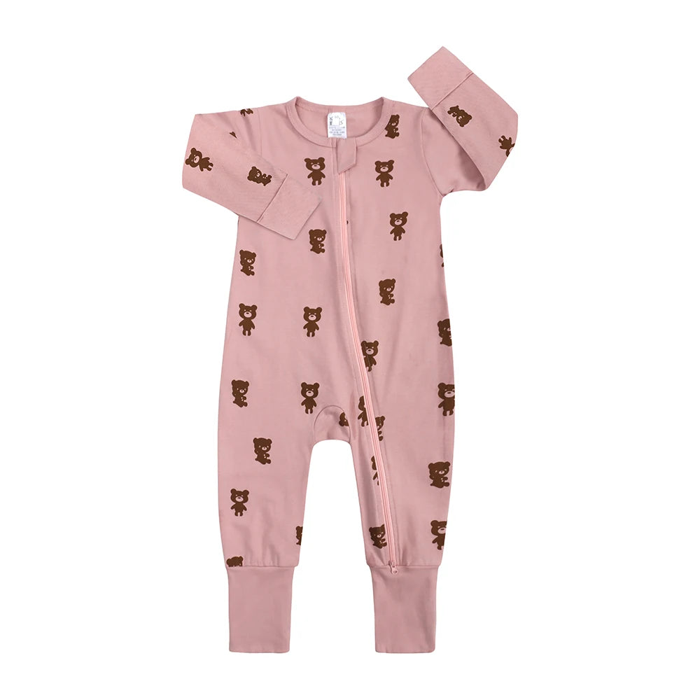 Spring Long Sleeve Baby Romper Newborn Jumpsuit Toddler Boy Girl Cotton Soft Onesie Pajamas Double Zipper Bodysuit Fall Clothes