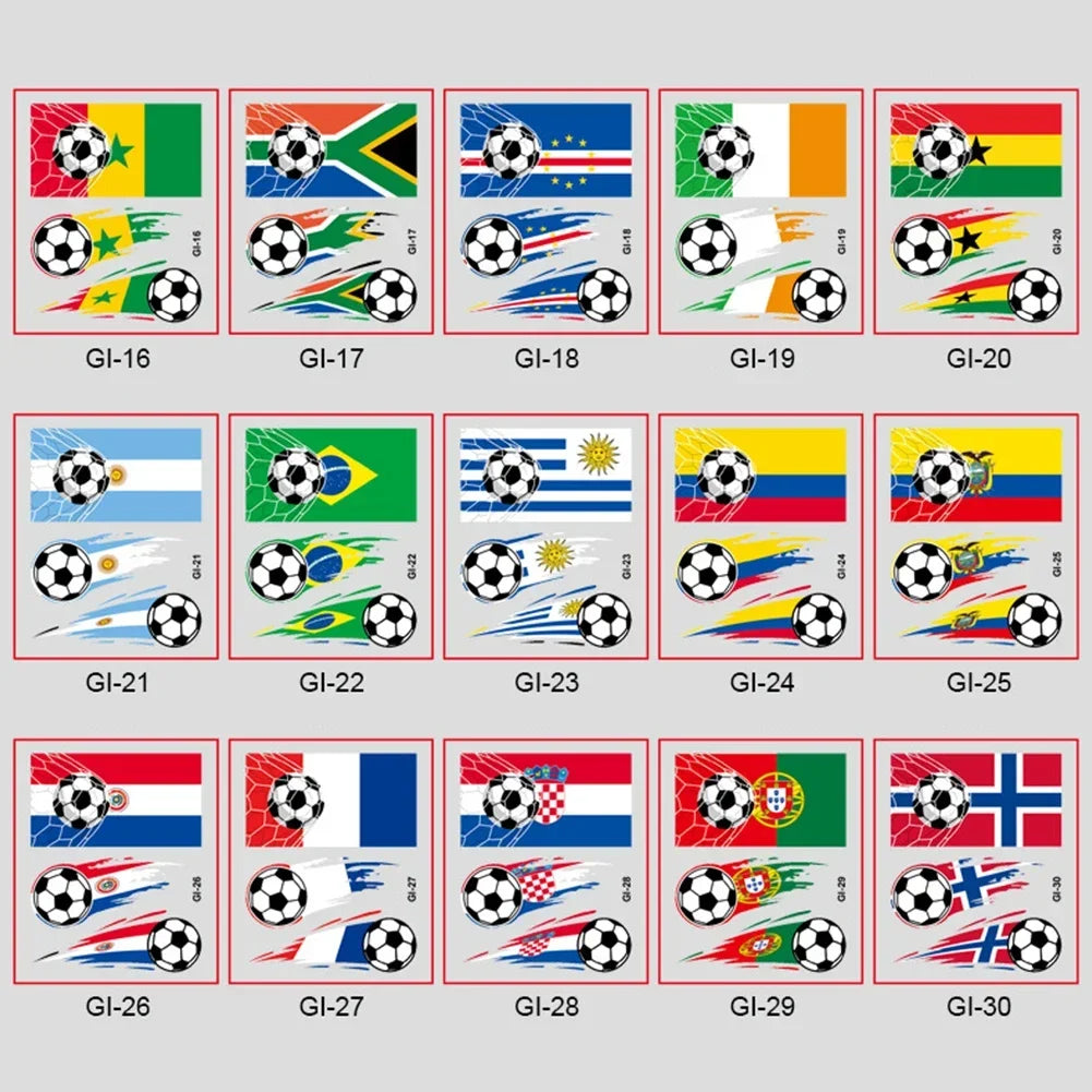 Soccer Fan National Flag Face Tattoo Stickers - ملصقات وشم مؤقتة بأعلام الدول لمشجعي كرة القدم