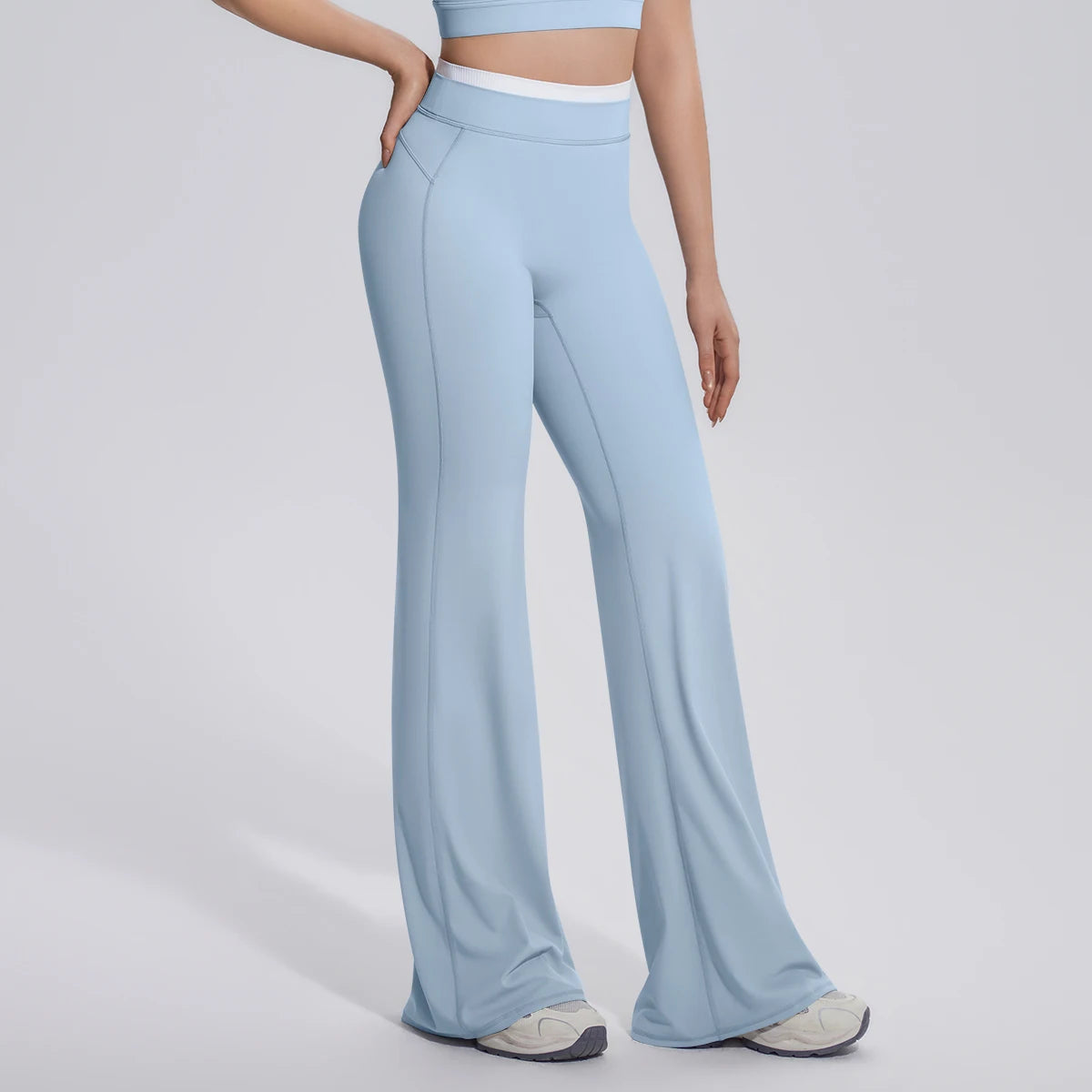 Rooftrellen Summer Woman Loose Breathable Yoga Wide Leg Pants Gym Running Quick Drying Yoga Pants High Stretch Bell-bottoms