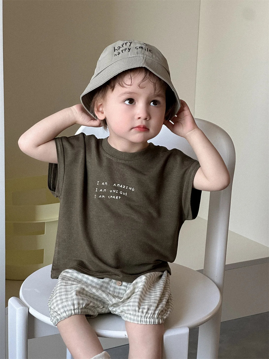 2025 Summer New Baby Short Sleeve T Shirts Letter Print Infant Boy Girl Cotton Casual Tee Simple Versatile Tops Toddler Clothes