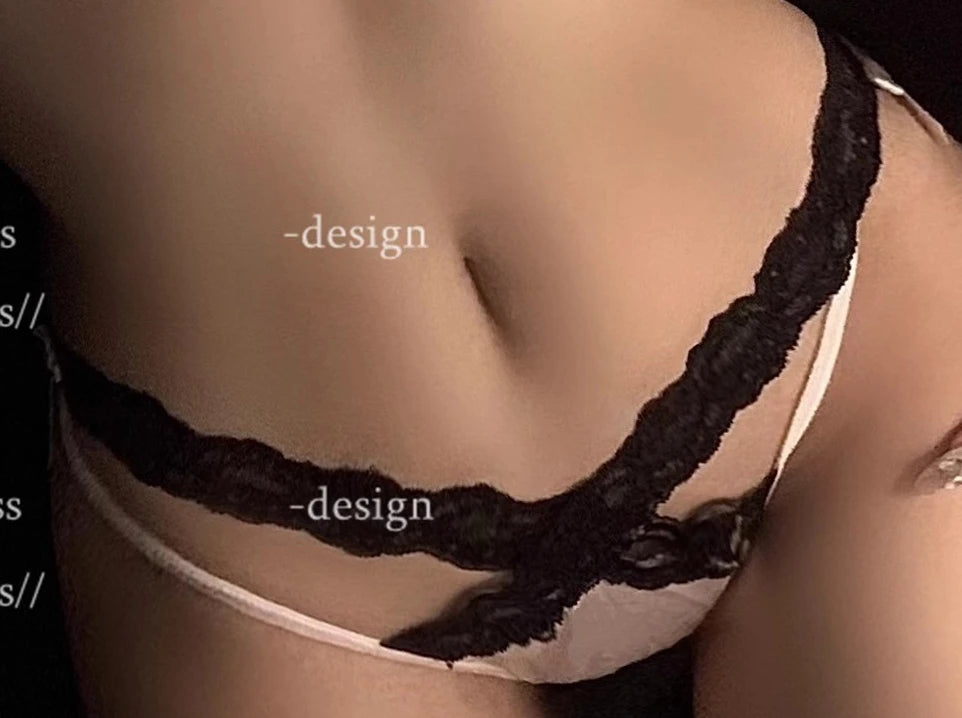 MOYISU Japanese Bow Lingerie Set Color Block Bralette Cute Sensual Pure Charm Wireless Comfort Seamless Women Underwear Kawaii