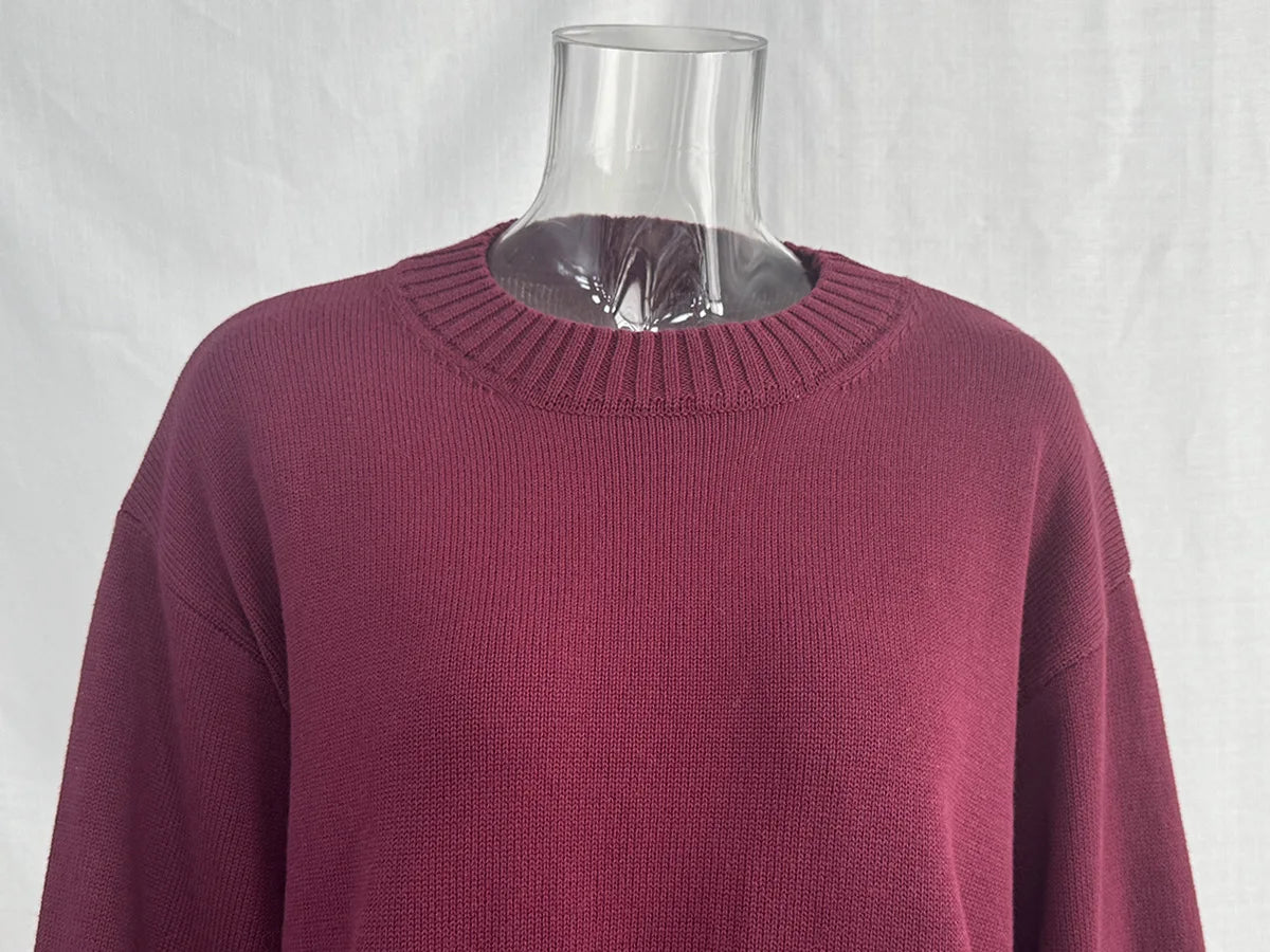Women's Casual Solid Cotton Pullovers O-Neck Long Sleeve Warm Loose Knitted Top Female Autumn Winter Basic Soft Sweater