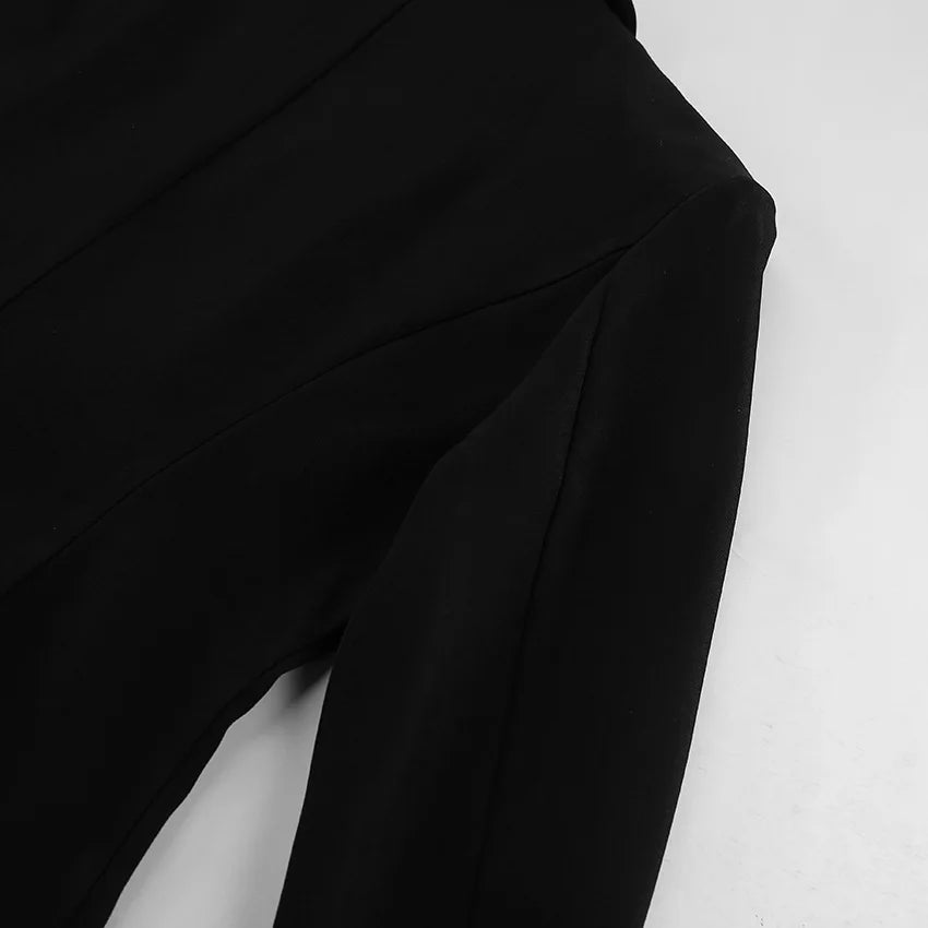 BKLD Black Blazer Dress Women Clothing 2026 Autumn Winter New Fashion Lace Patchwork Office Ladies Long Sleeve Short Dresses